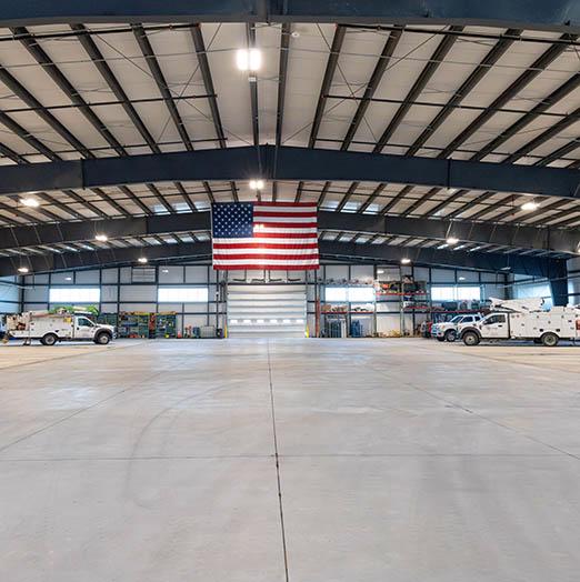 The 24,077 sq. ft. truck bay at Evergy Emporia Service Center features below-slab, hydronic radiant heat for comfort.