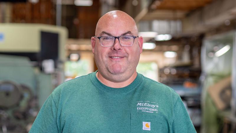 Anthony Decker, McElroy’s sheet-metal shop foreman, celebrates 15 years with McElroy’s on October 6, 2025.